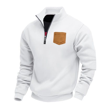 Men's Modern Half-Zip Sweatshirt Chest Pocket