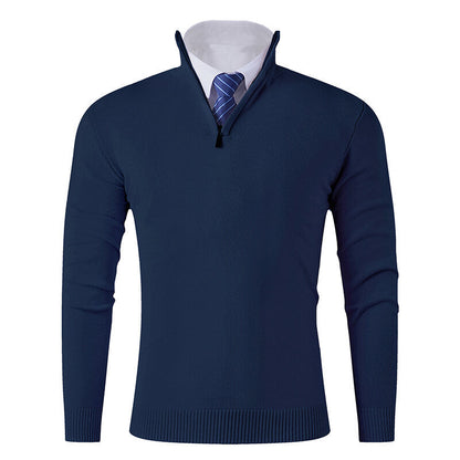 Men's Knitted Jumper Modern Zip Elastic