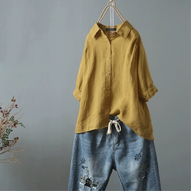 Women's Linen Shirt Elegant Design Loose Fit