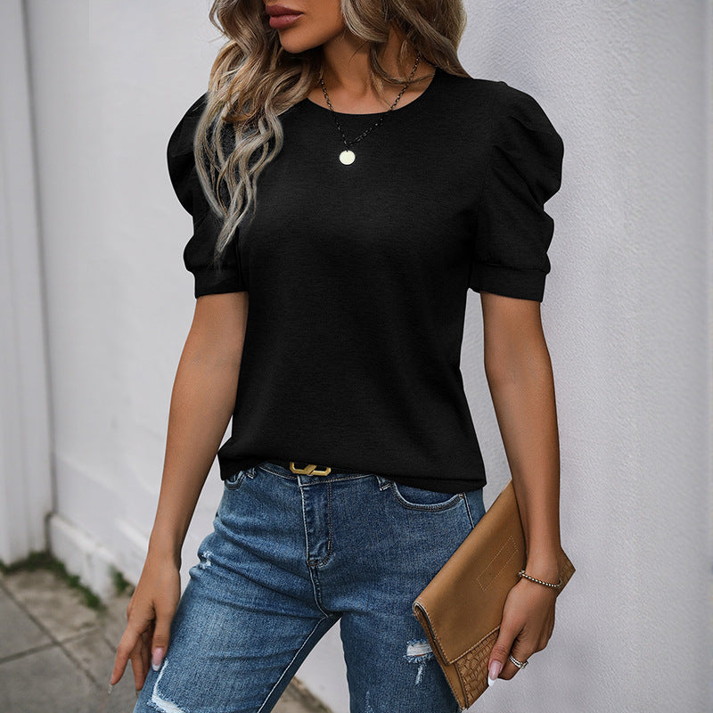Elegant Women's T-Shirt with Puff Sleeves