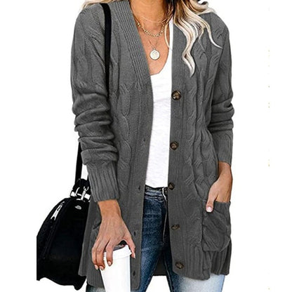 Women's Cable Knit Cardigan with Pockets