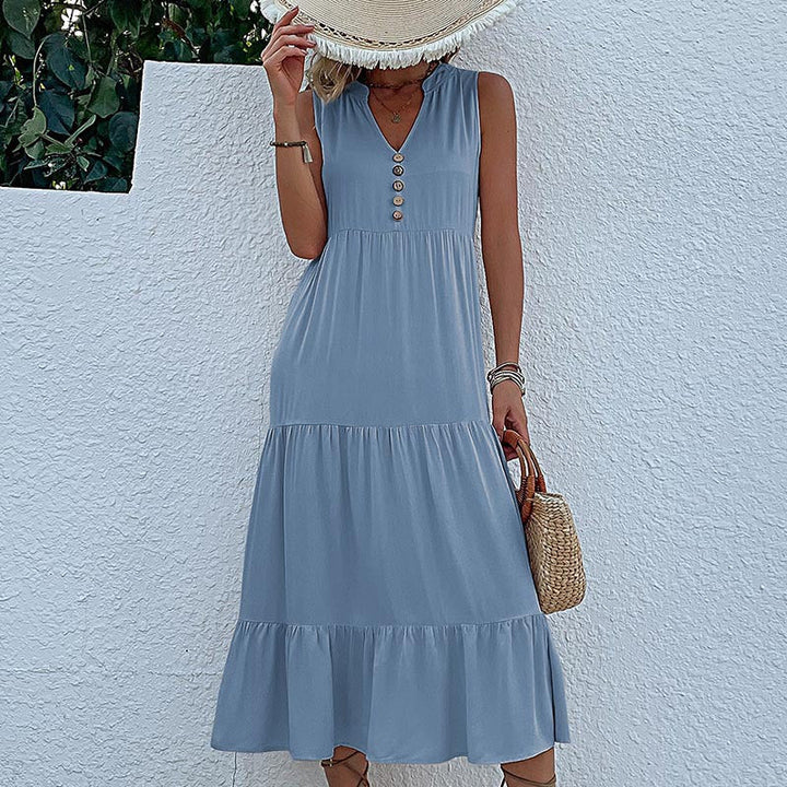 Damen Sommerkleid Rüschendetails Freizeit Kleid - IdealeKleiden