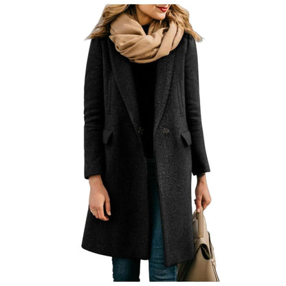 Women's Elegant Figure-Hugging Black Coat