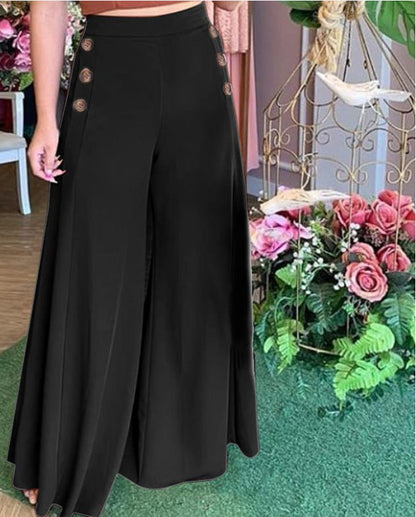 Women's Palazzo Pants Wide Leg Elegant Detail