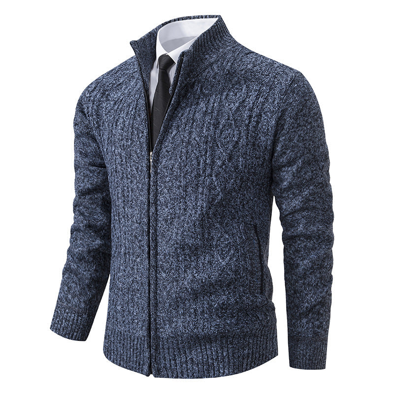 Men's Knitted Cardigan Stand-up Collar Pattern Trendy