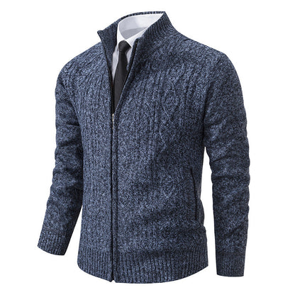 Men's Knitted Cardigan Stand-up Collar Pattern Trendy