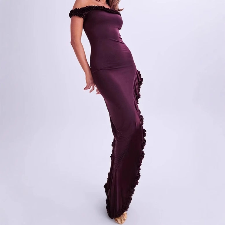 Women's Elegant Maxi Dress Ruffle Detail Summer Dress