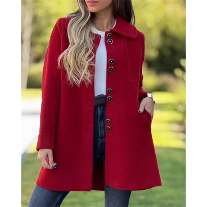 Women's Wool Coat Mid-Length Wide Collar