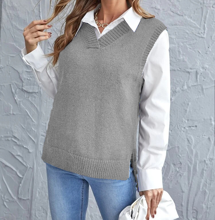 Damen Weste V-Ausschnitt Elegante Mode - IdealeKleiden