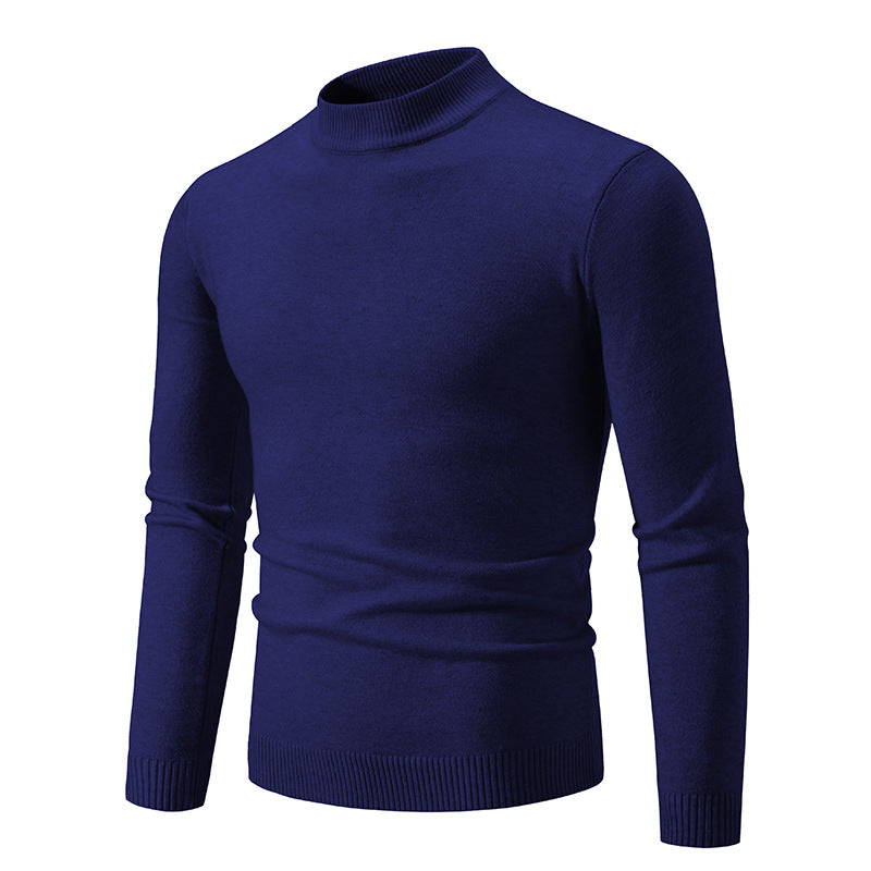 Men's Pullover Fine Knit High Collar Elegant