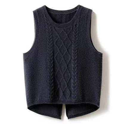 Women's Knitted Vest Sleeveless Cable Knit Modern Style