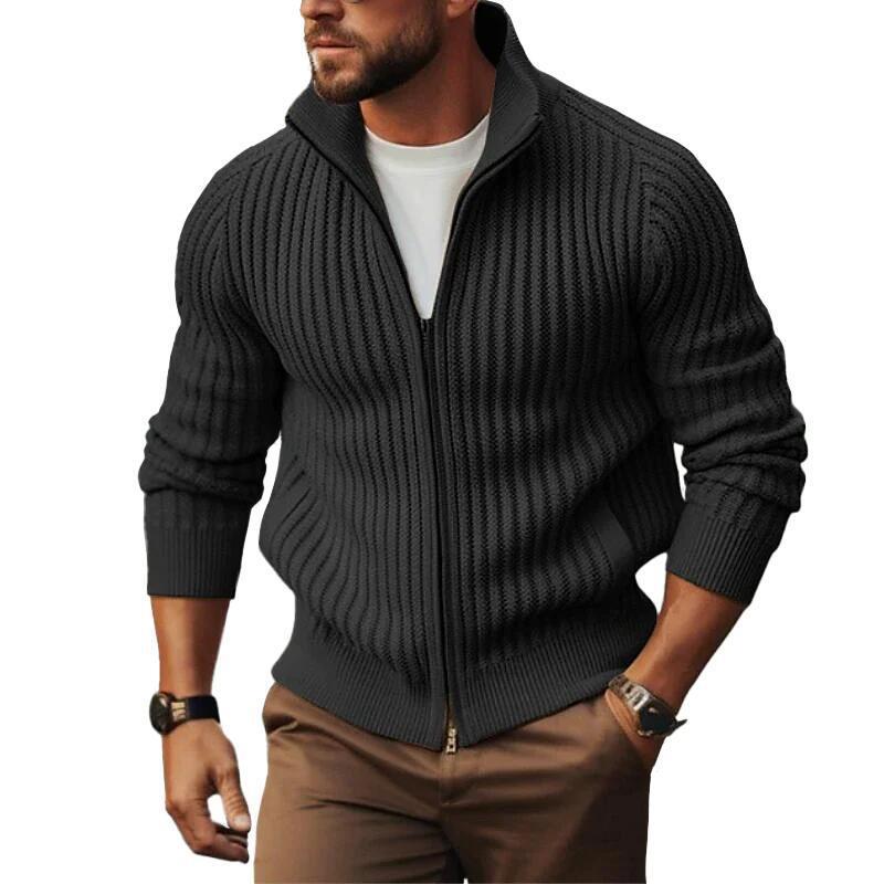 Men's Cardigan Modern Ribbed Design Zipper