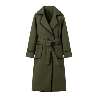 Women's Transitional Jacket Elegant Belt Luxury Pockets