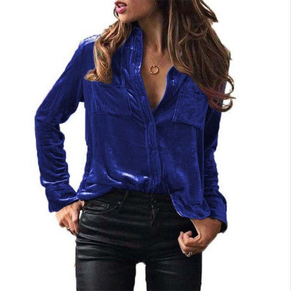 Elegant Women's Satin Blouse with Embroidery
