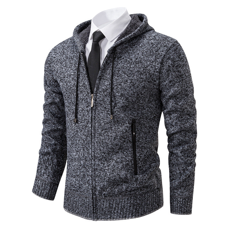 Herren Strickjacke Kapuze Weich Futter Winter