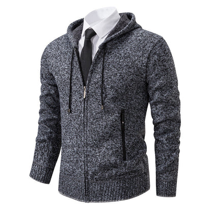 Herren Strickjacke Kapuze Weich Futter Winter