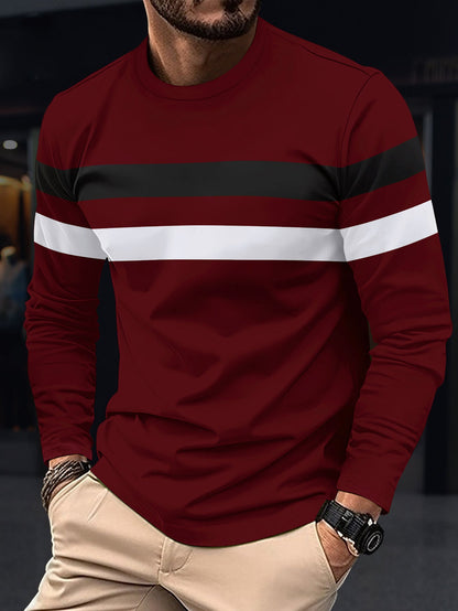 Men's Long-Sleeve Shirt Sporty Stripes Fashionable
