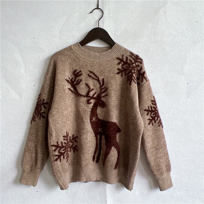 Women's Festive Reindeer Design Christmas Sweater