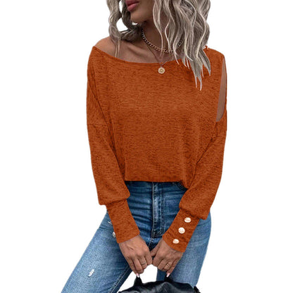 Women's Off-Shoulder Top with Buttons Elegant Design