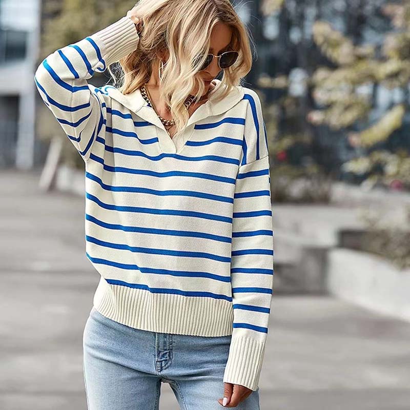 Women's Striped Knitted Winter Sweater