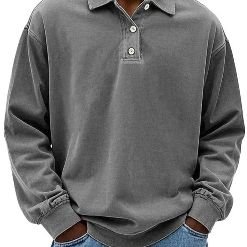 Men's Long-Sleeved Sporty Polo Shirt