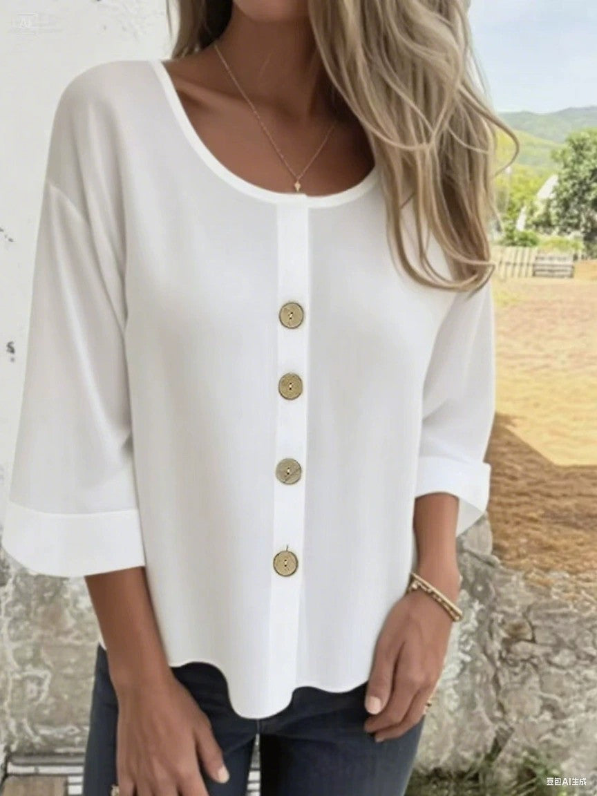 Women's Blouse Elegant Casual Button Detail