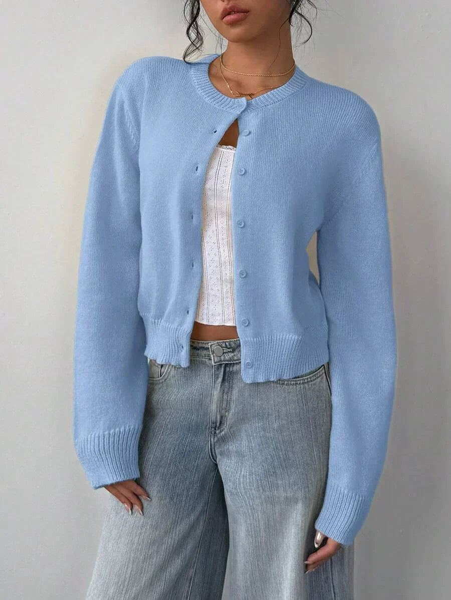 Weiche Strickjacke Damen Pullover Cropped Fit