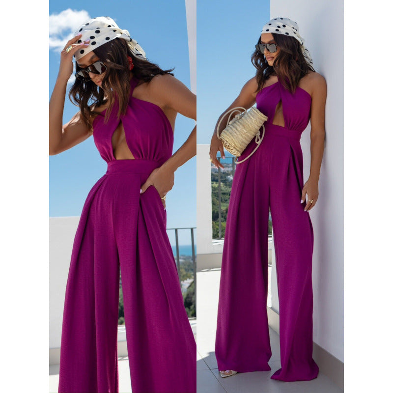 Women's High-Quality Cutout Neckline Jumpsuit