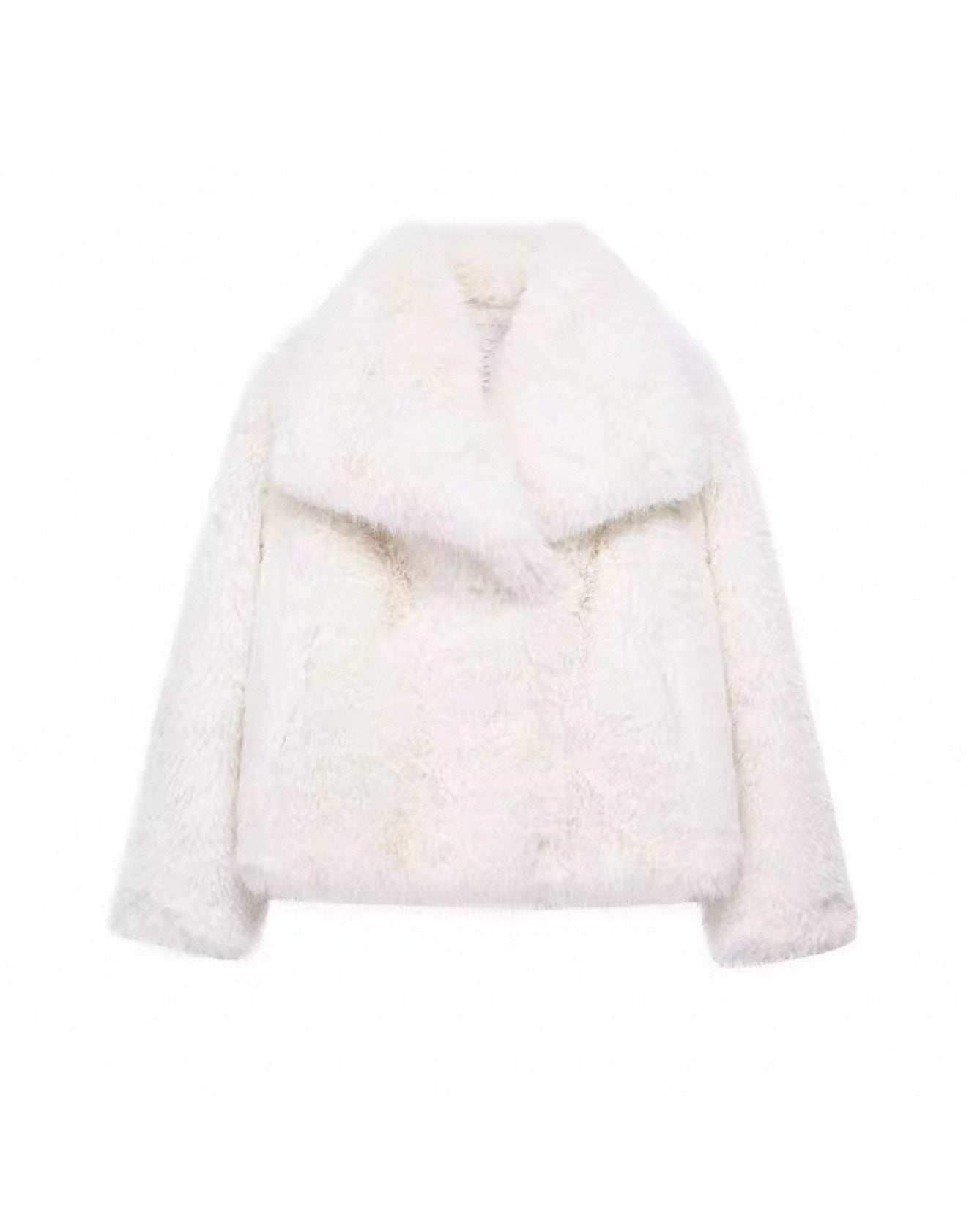 Soft Plush Jacket Cropped Cut Large Lapel