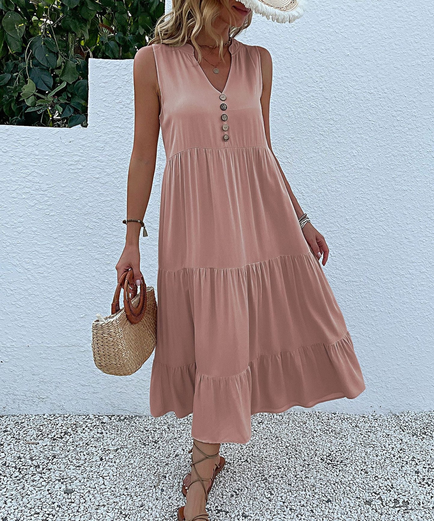 Women's Summer Dress Ruffle Details Casual Dress