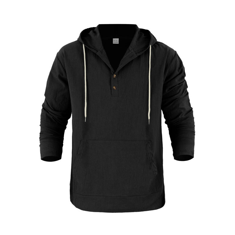 Men's Hoodie With Pockets And Buttons