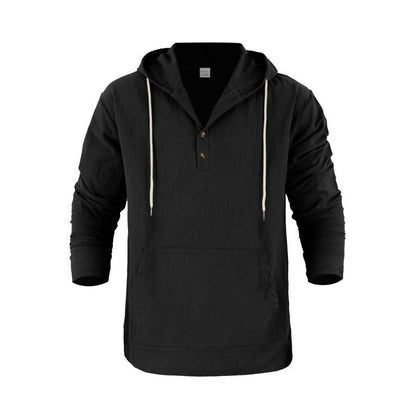 Men's Hoodie With Pockets And Buttons