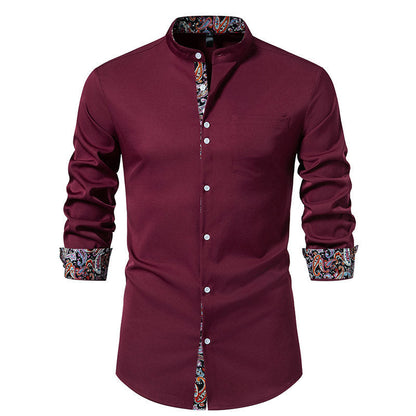 Men's Long-Sleeved Shirt Modern Paisley Design