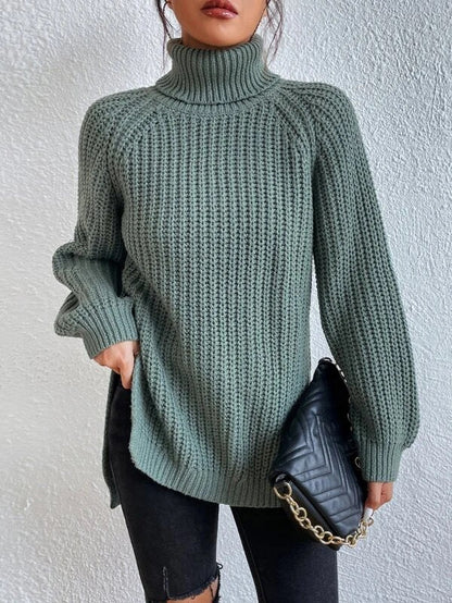Women's Knitted Jumper High Neck Honeycomb Pattern Elegance