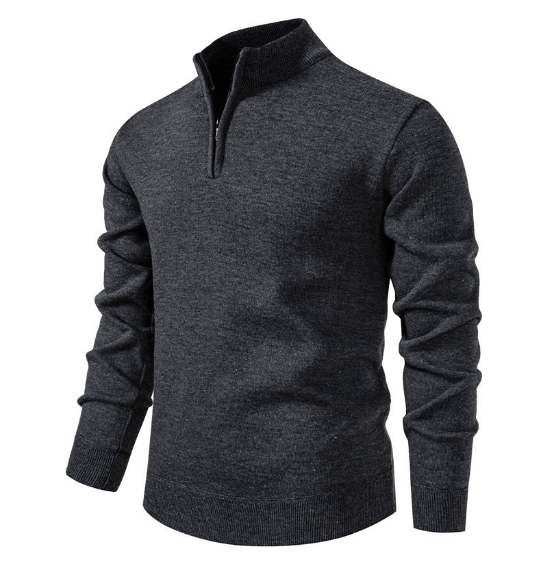 Men's Knitted Jumper Short Zip High Collar Elegant