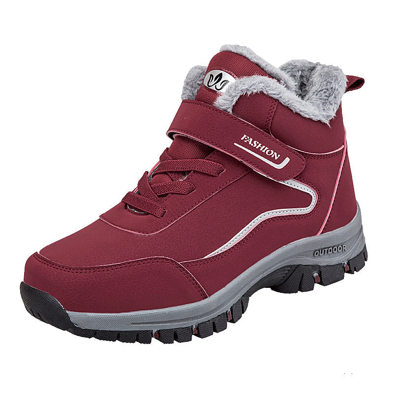 Women's Warm-Lined Hook and Loop Fastener Hiking Shoes