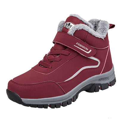 Women's Warm-Lined Hook and Loop Fastener Hiking Shoes