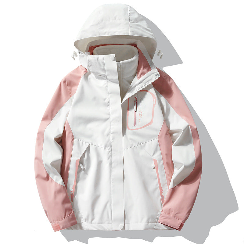 Waterproof outdoor jacket with detachable fleece lining