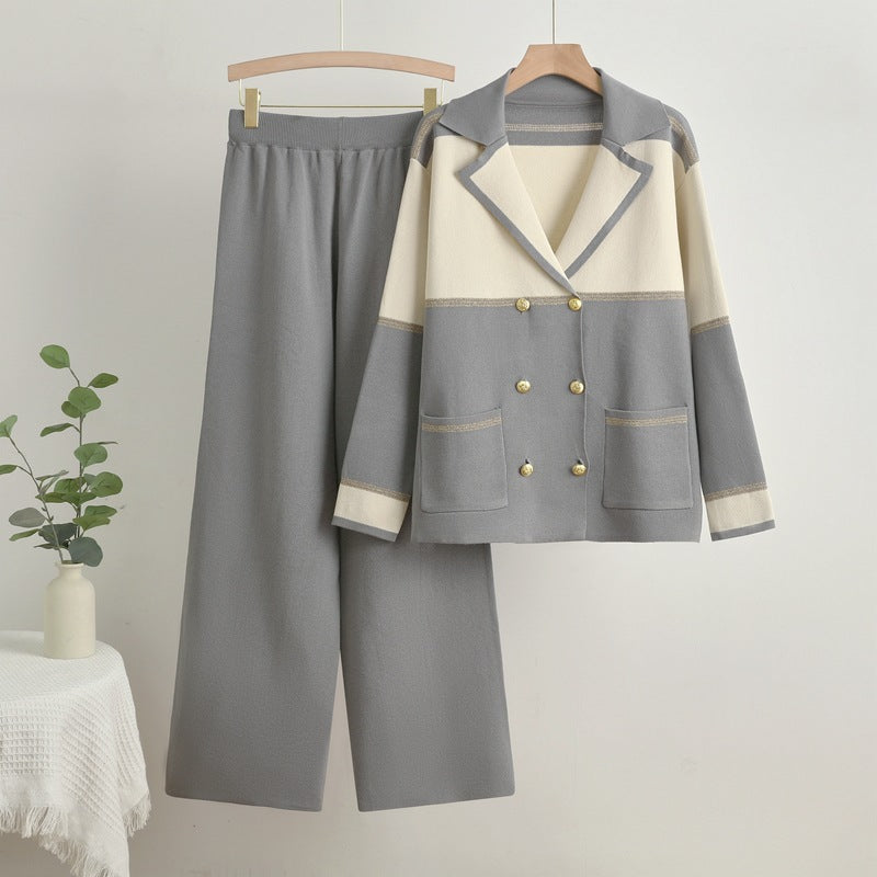 Women's Elegant Lounge Set with Double-Button Detail