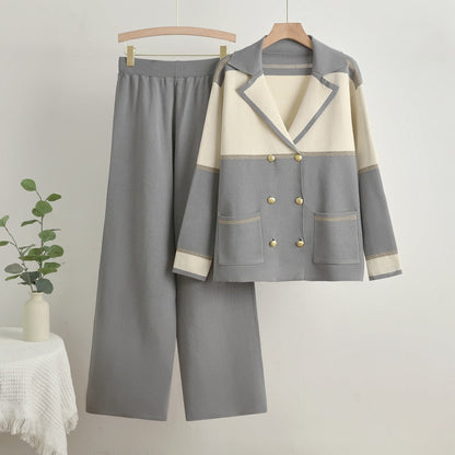 Women's Elegant Lounge Set with Double-Button Detail