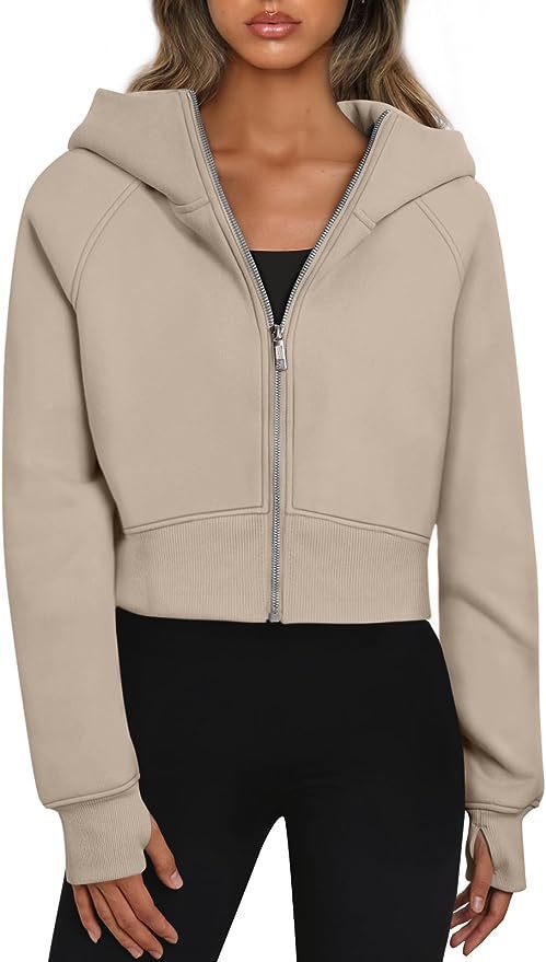 Women's Sporty Short Sleeve Zip-Up Hoodie