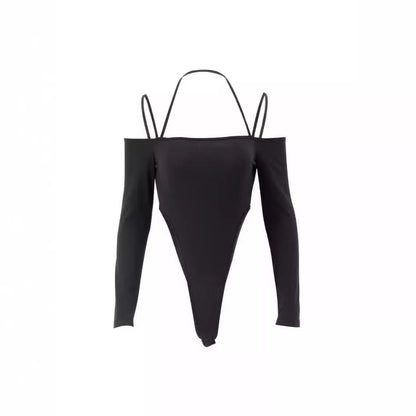 Damen Body mit Offenen Schultern Langärmlig Elegantes Oberteil - IdealeKleiden