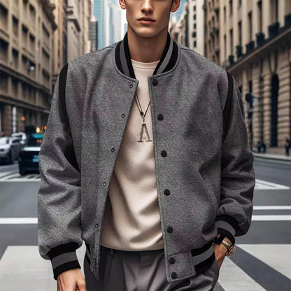 Men's Retro Varsity Jacket Sporty Contrast Sleeves