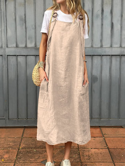 Women's Linen Summer Dress Comfortable with Pockets