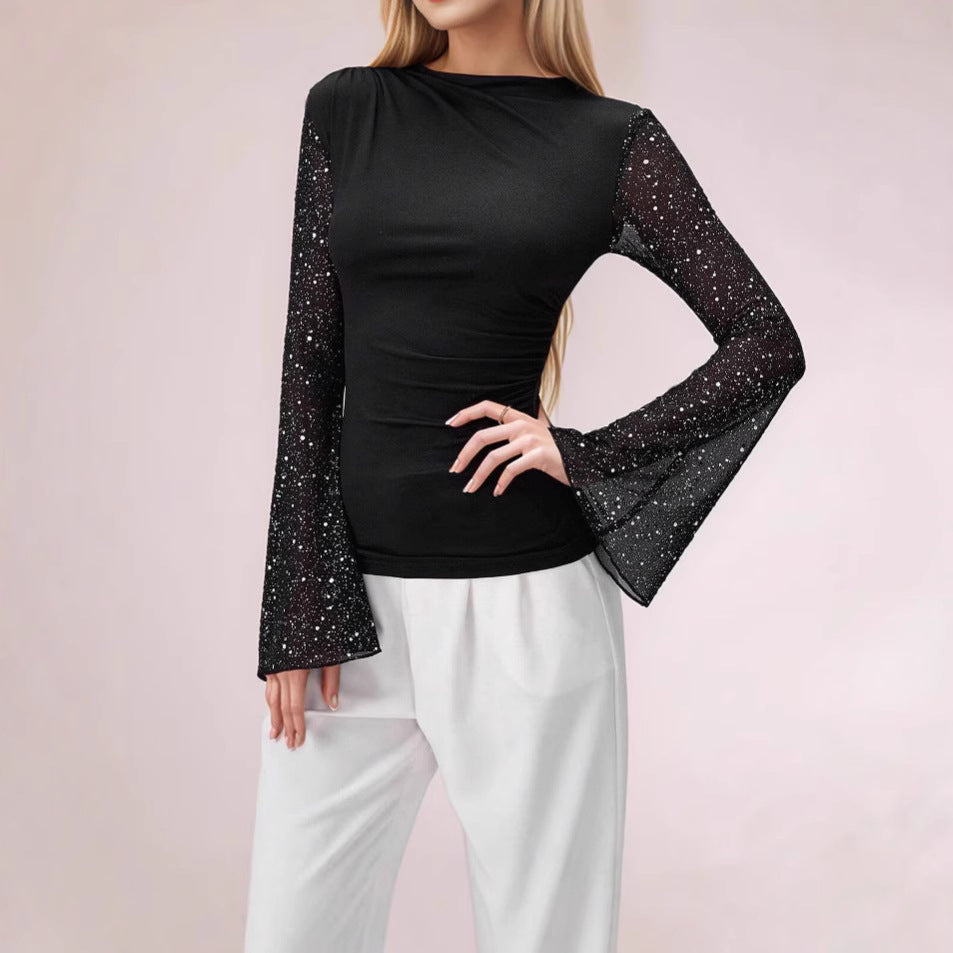 Damen Glitzer Top Elegant Abendkleid - IdealeKleiden