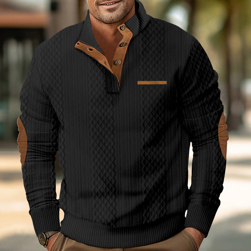 Men's Modern Textured Collar Knitted Sweater