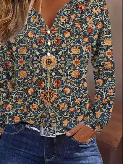 Women's Elegant Ombre Long-Sleeved Shirt with Buttons