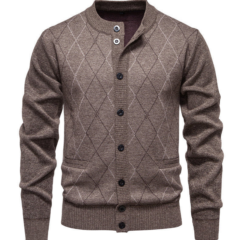 Herren Strickjacke Modern Diamantmuster Elegant - IdealeKleiden