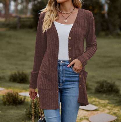 Women's Cardigan Cuddly Soft With Pockets Ribbed Pattern