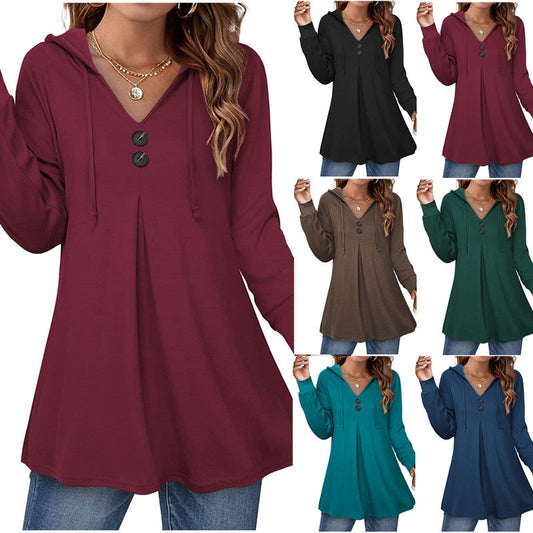 Damen Tunika Asymmetrisch Knopf Detail Eleganz - IdealeKleiden